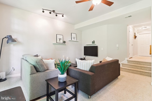6706 Debra Lu Way, Springfield, VA 22150 - living area with a ceiling fan and stairway