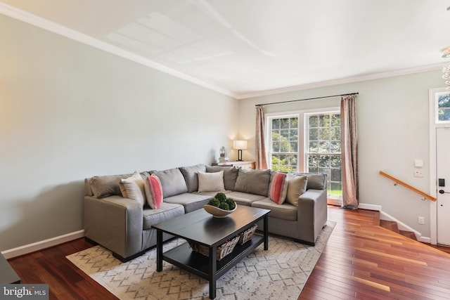 6706 Debra Lu Way, Springfield, VA 22150 - living area with wood-type flooring, plenty of natural light, crown molding, and stairway