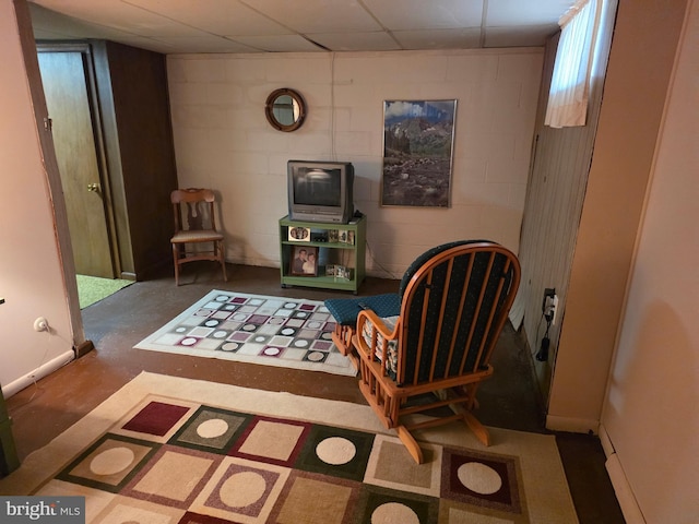 1220 Manatawny St, Pottstown, PA 19464 - living area featuring concrete block wall