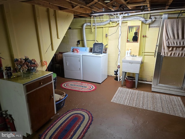 1220 Manatawny St, Pottstown, PA 19464 - unfinished basement with independent washer and dryer and concrete block wall