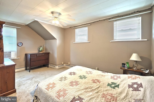 545 W King St, Littlestown, PA 17340 - carpeted bedroom with multiple windows, a baseboard radiator, cooling unit, and a ceiling fan