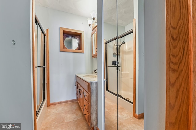 8283 Choptank Rd, Pasadena, MD 21122 - full bathroom with a stall shower, vanity, and tile patterned flooring