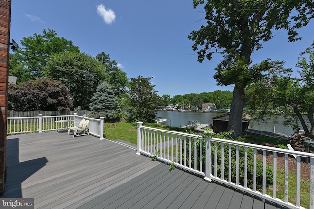 8283 Choptank Rd, Pasadena, MD 21122 - deck featuring a water view and view of wooded area