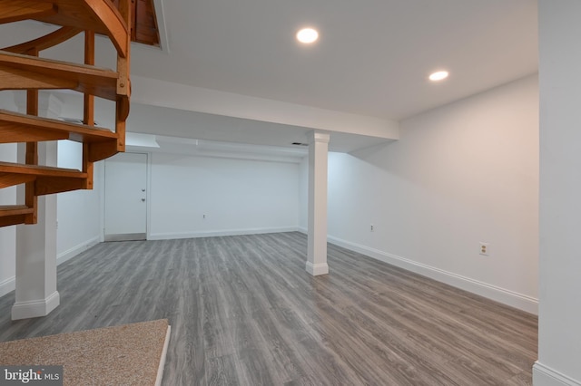 8283 Choptank Rd, Pasadena, MD 21122 - finished basement with wood finished floors and recessed lighting