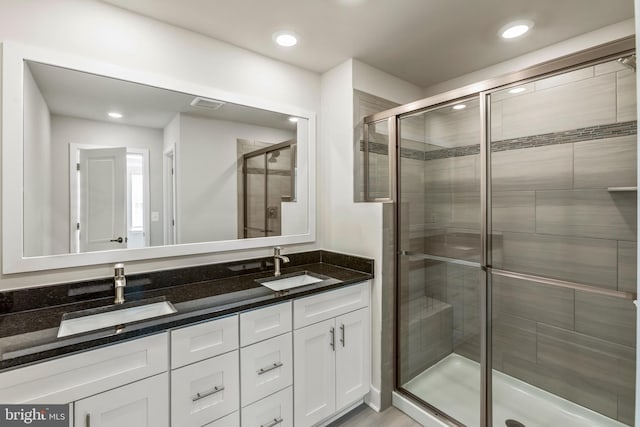 113 Treblis Way, Annapolis, MD 21403 - full bathroom featuring double vanity, a stall shower, and recessed lighting