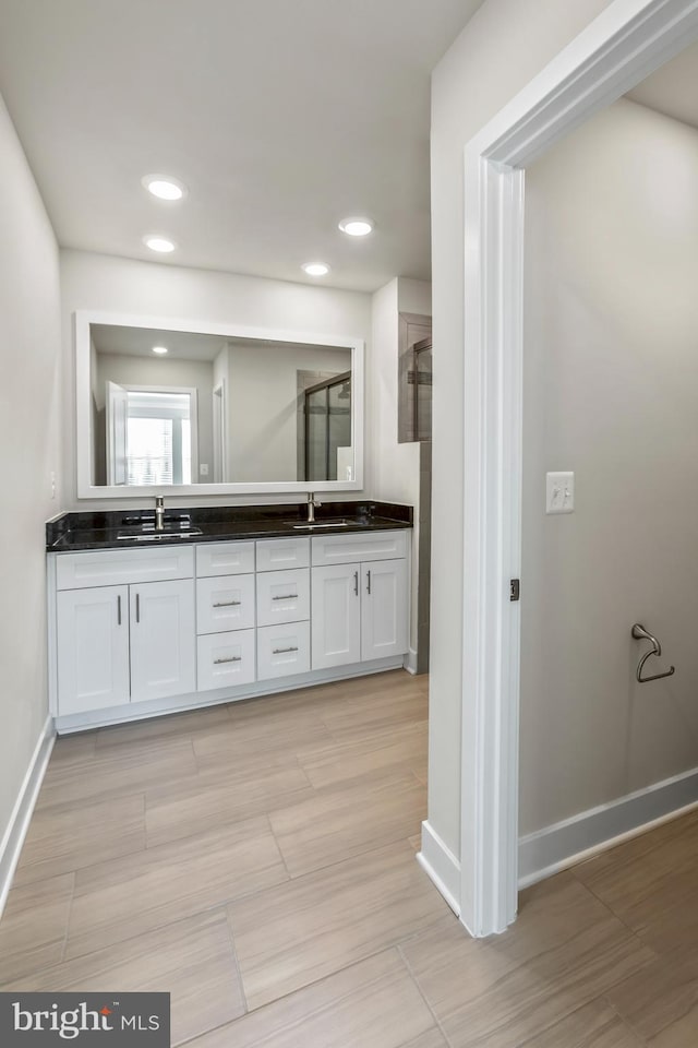 113 Treblis Way, Annapolis, MD 21403 - bathroom with double vanity, recessed lighting, and a shower