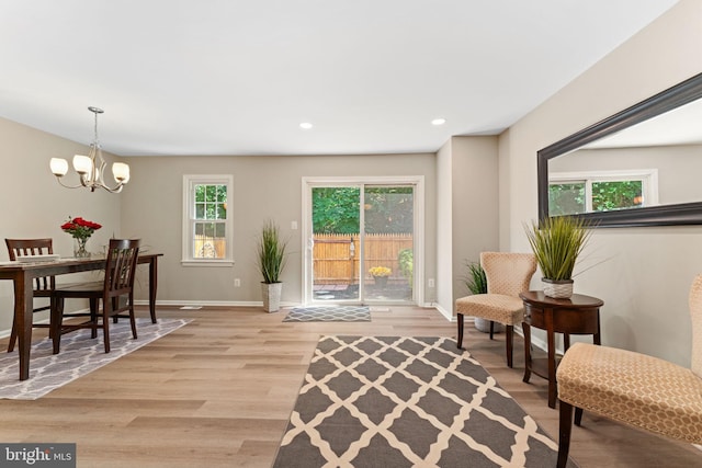 8573 Chester Grove Ct, Springfield, VA 22153 - living area with a chandelier, light wood-type flooring, and recessed lighting
