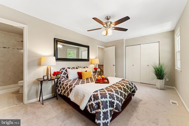 8573 Chester Grove Ct, Springfield, VA 22153 - carpeted bedroom featuring a closet, ensuite bathroom, and ceiling fan