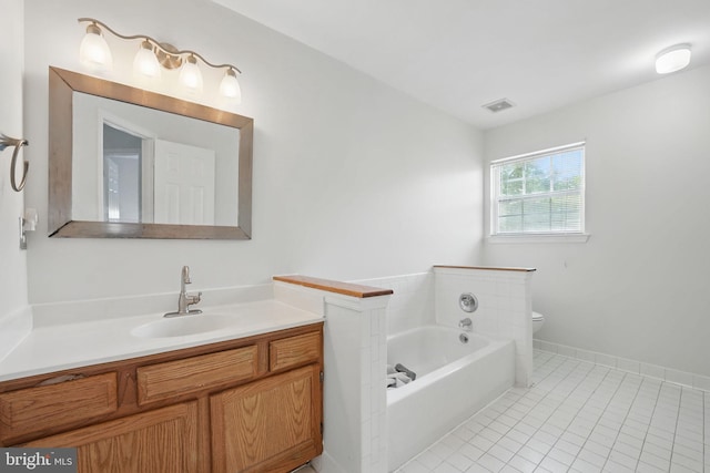 13297 Osage Dr, Woodbridge, VA 22193 - full bathroom featuring vanity, a garden tub, and tile patterned floors