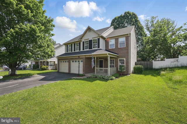 13297 Osage Dr, Woodbridge, VA 22193 - view of front of property with brick siding, an attached garage, driveway, and a porch
