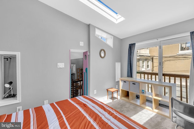 1243 Battery Ave, Baltimore, MD 21230 - bedroom with a skylight, a high ceiling, and carpet floors