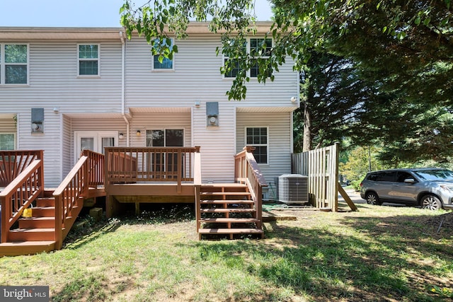 577 Francis Nicholson Way, Annapolis, MD 21401 - back of house featuring stairway, a lawn, and a wooden deck