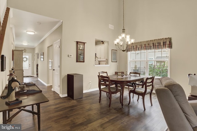 1283 Yarmouth Ln, New Cumberland, PA 17070 - dining room featuring ornamental molding, a chandelier, and dark wood-style flooring