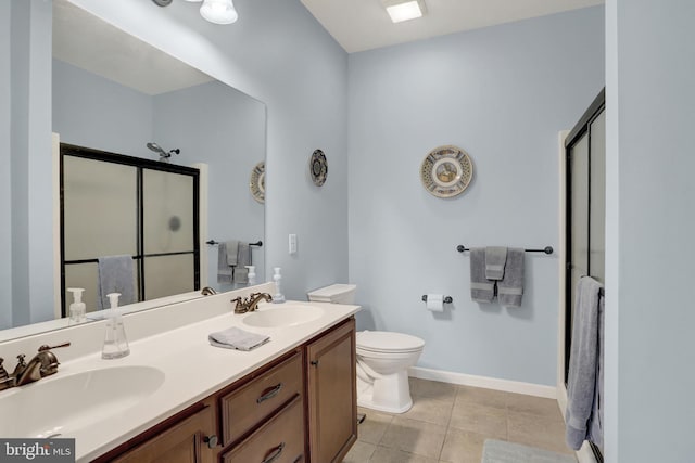 1283 Yarmouth Ln, New Cumberland, PA 17070 - full bathroom with a shower stall, tile patterned flooring, and double vanity