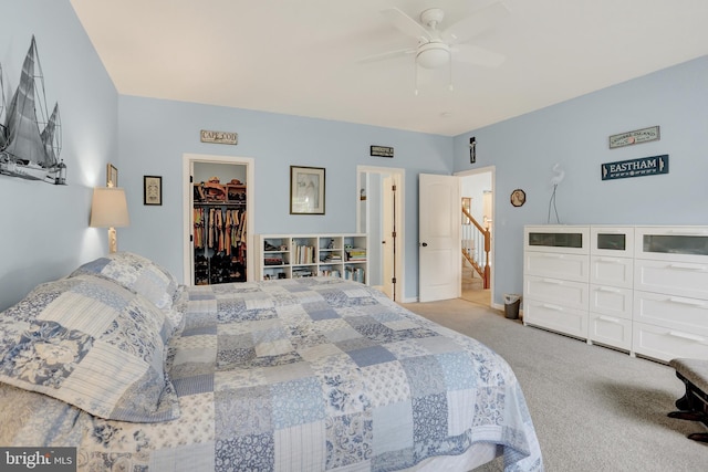 1283 Yarmouth Ln, New Cumberland, PA 17070 - bedroom featuring carpet flooring, a walk in closet, a closet, and a ceiling fan