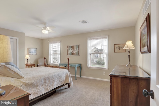 1283 Yarmouth Ln, New Cumberland, PA 17070 - bedroom featuring multiple windows, light carpet, and ceiling fan