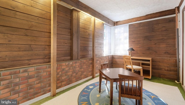 1081 Wynnwood Rd, Abington, PA 19001 - carpeted dining room featuring wood walls