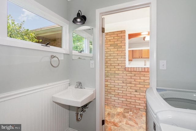 114 Brookside Ave, Hershey, PA 17033 - bathroom featuring stone finish flooring and a wainscoted wall
