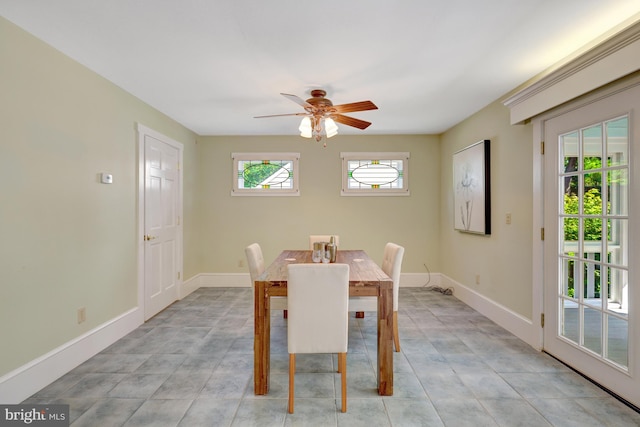 1012 Grant St, Herndon, VA 20170 - dining room with a ceiling fan and baseboards
