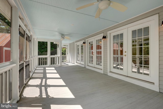 1012 Grant St, Herndon, VA 20170 - unfurnished sunroom featuring french doors and ceiling fan