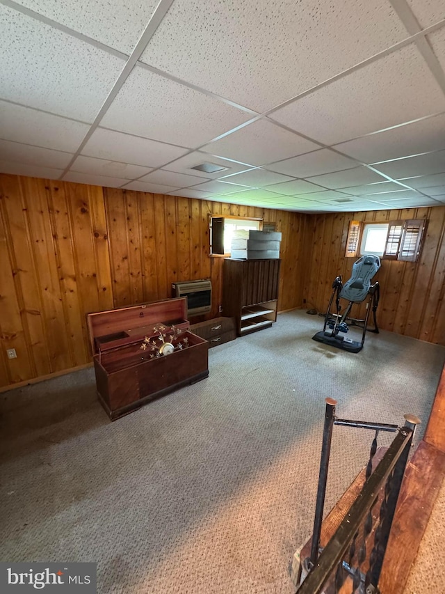 6703 Alter, Baltimore, MD 21207 - carpeted bedroom featuring a paneled ceiling and wood walls