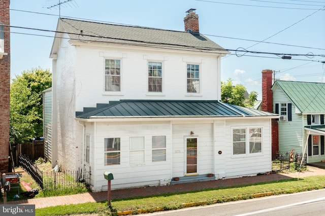 5378 Main St, Stephens City, VA 22655 - view of front of house with a standing seam roof and a chimney