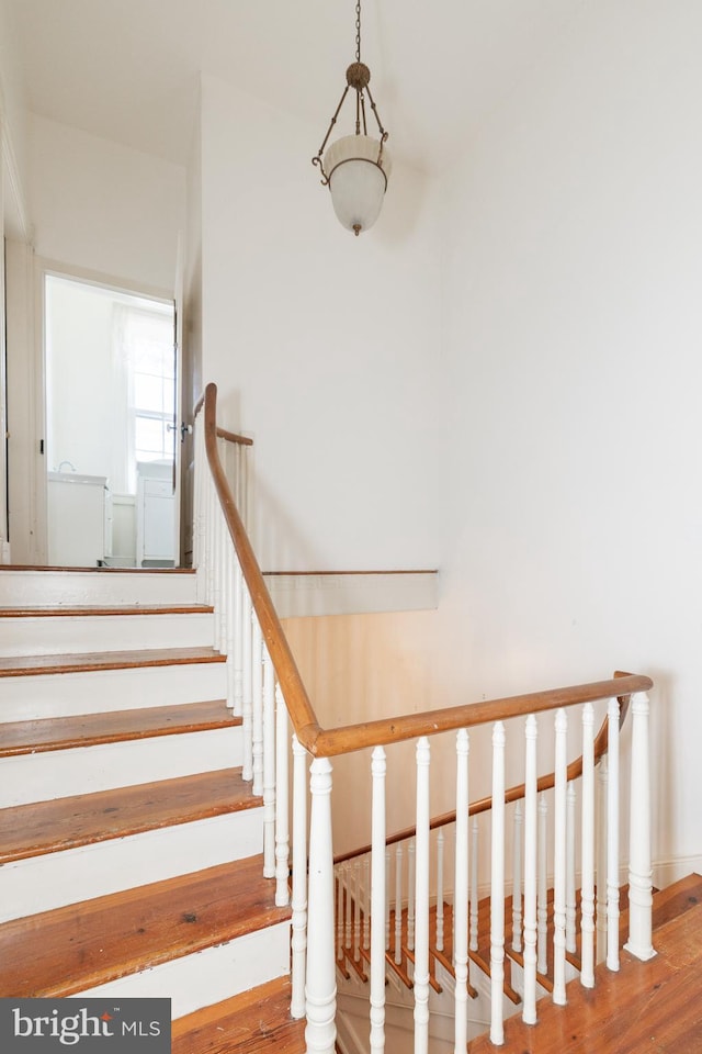 5378 Main St, Stephens City, VA 22655 - stairway featuring wood finished floors