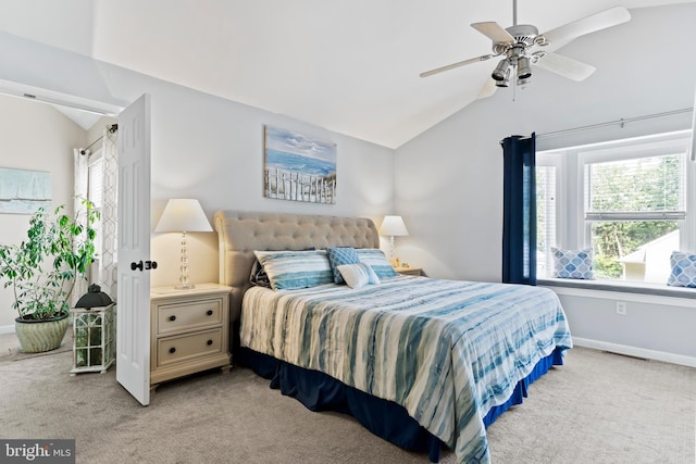 6111 Summit Pointe Dr, Harrisburg, PA 17111 - carpeted bedroom featuring vaulted ceiling, multiple windows, and ceiling fan