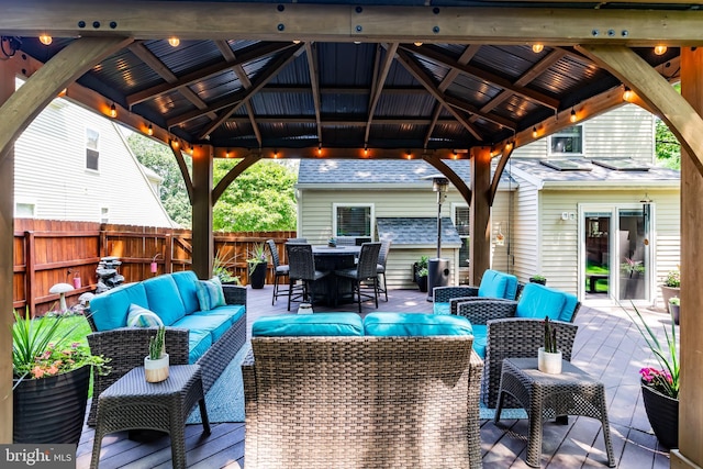 6111 Summit Pointe Dr, Harrisburg, PA 17111 - view of patio / terrace with a gazebo, an outdoor hangout area, a wooden deck, and outdoor dining area