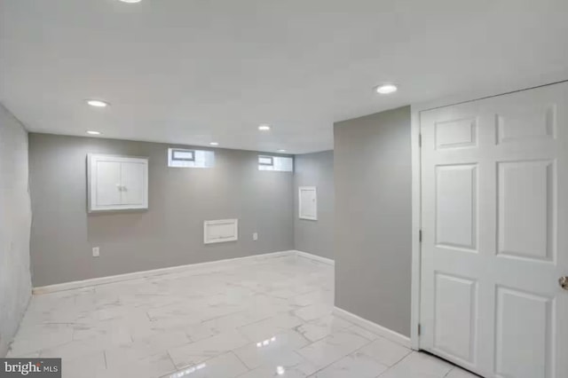 2057 N Franklin St, Philadelphia, PA 19122 - basement with light marble finish floors and recessed lighting