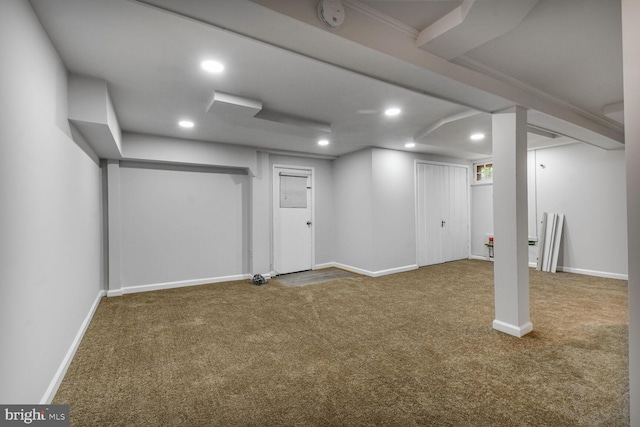 1627 Myrtle St NW, Washington, DC 20012 - finished below grade area featuring carpet flooring and recessed lighting