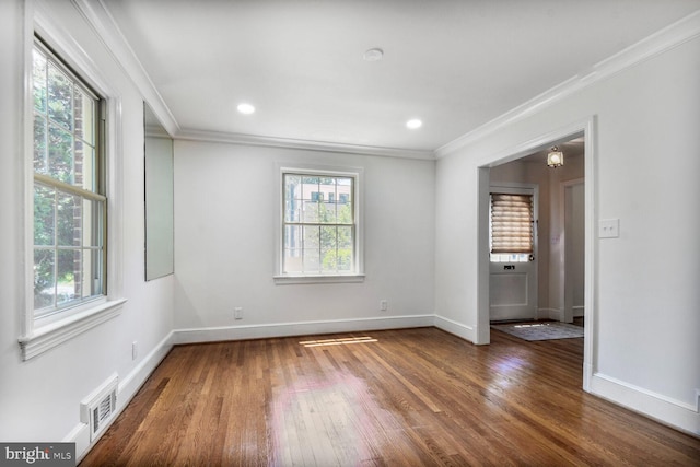 1627 Myrtle St NW, Washington, DC 20012 - spare room featuring ornamental molding, wood finished floors, and recessed lighting