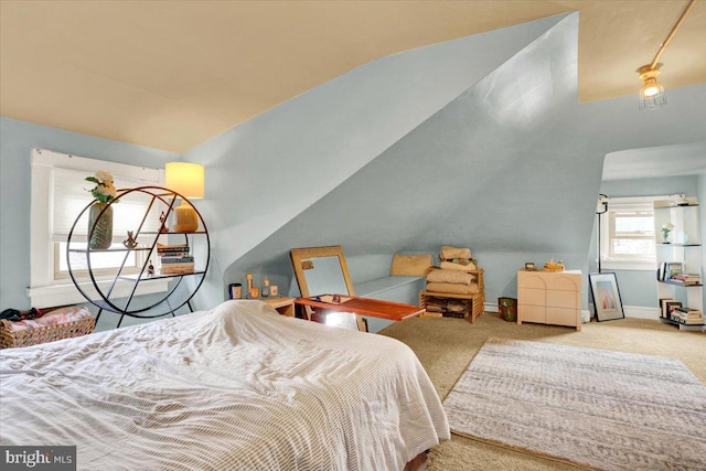 643 Penn, West Reading, PA 19611 - carpeted bedroom featuring vaulted ceiling and baseboards