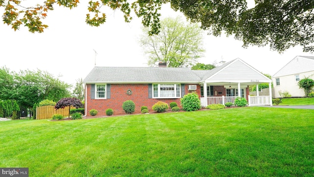 760 Sweetbriar Dr, Warminster, PA 18974 - single story home featuring brick siding, a porch, and a front lawn