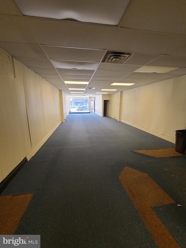 220 York Rd, Jenkintown, PA 19046 - below grade area with a drop ceiling and dark carpet