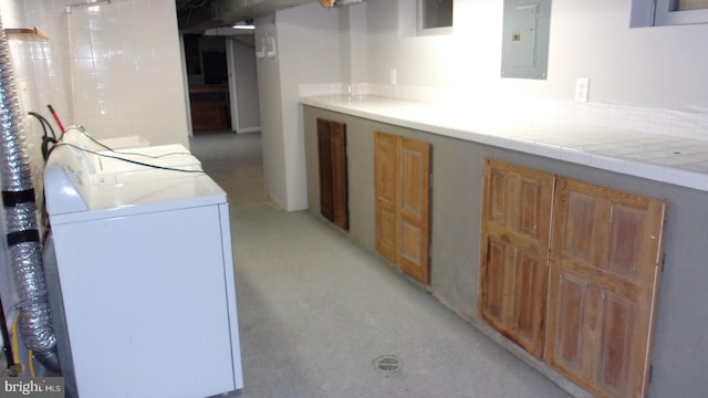 139 N 11th St, Allentown, PA 18102 - washroom featuring washer / clothes dryer, electric panel, and cabinet space