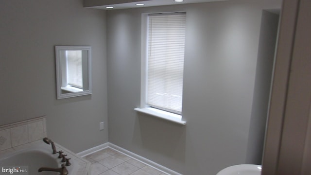 139 N 11th St, Allentown, PA 18102 - bathroom featuring a garden tub, tile patterned floors, and recessed lighting