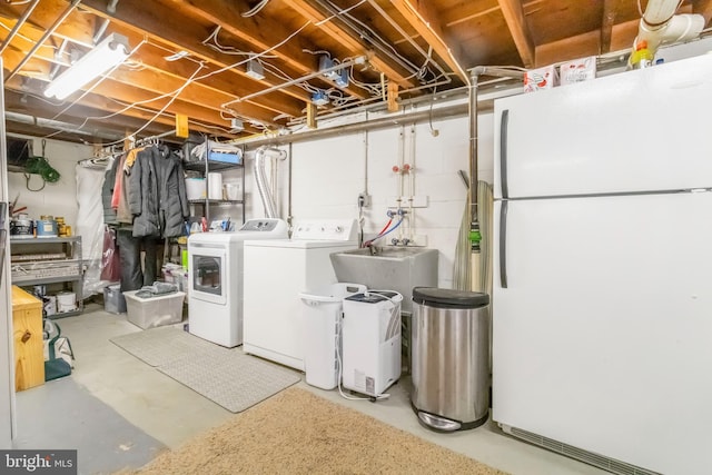 4715 Courtland St, Camp Hill, PA 17011 - unfinished below grade area with freestanding refrigerator and independent washer and dryer