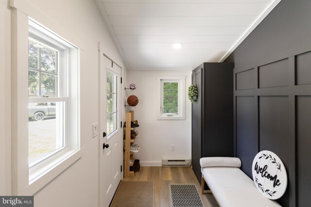 4715 Courtland St, Camp Hill, PA 17011 - mudroom featuring a baseboard heating unit, light wood finished floors, and recessed lighting