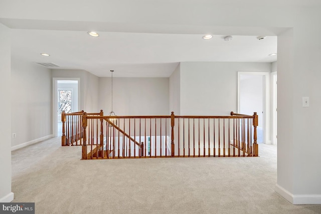 1050 Northfalls Ct, Great Falls, VA 22066 - hall with an upstairs landing, carpet, and recessed lighting