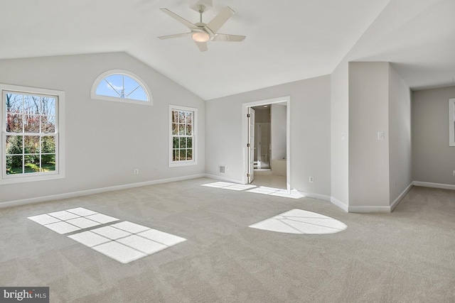 1050 Northfalls Ct, Great Falls, VA 22066 - empty room with light carpet, ceiling fan, and vaulted ceiling