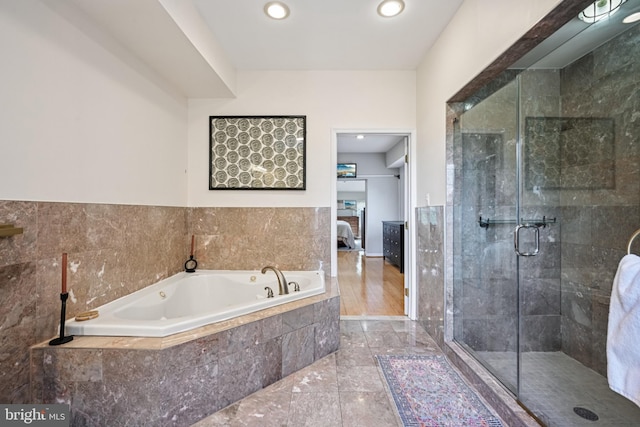330 W George St, Philadelphia, PA 19123 - ensuite bathroom featuring a garden tub, a shower stall, and recessed lighting