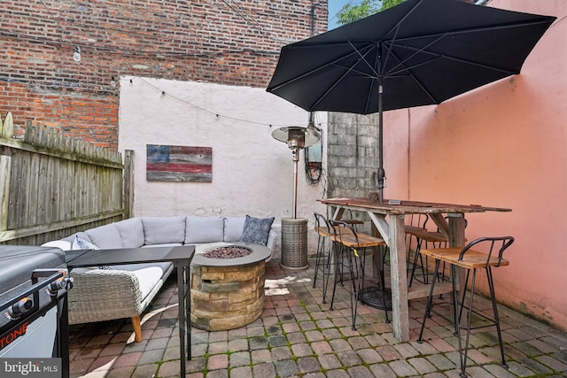 330 W George St, Philadelphia, PA 19123 - view of patio / terrace featuring an outdoor living space with a fire pit and a bar