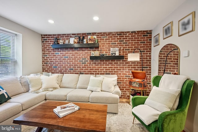 330 W George St, Philadelphia, PA 19123 - living area featuring brick wall and recessed lighting