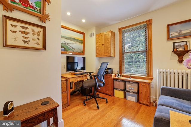 637 Constitution Ave NE, Washington, DC 20002 - office area featuring radiator, light wood-style floors, and recessed lighting