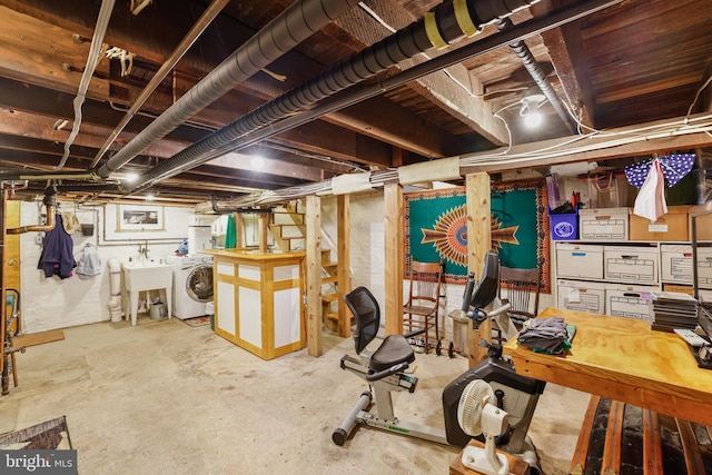 637 Constitution Ave NE, Washington, DC 20002 - unfinished below grade area featuring washer / clothes dryer and a sink