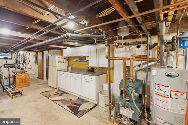 637 Constitution Ave NE, Washington, DC 20002 - unfinished basement featuring water heater, freestanding refrigerator, and electric panel