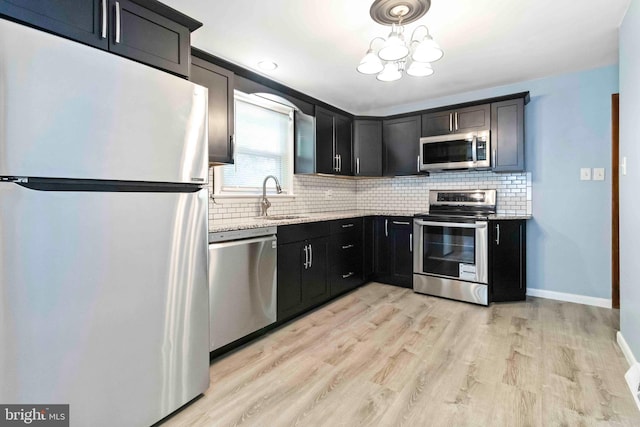 663 Newberry Rd, Middletown, PA 17057 - kitchen featuring stainless steel appliances, backsplash, light wood finished floors, and light stone countertops