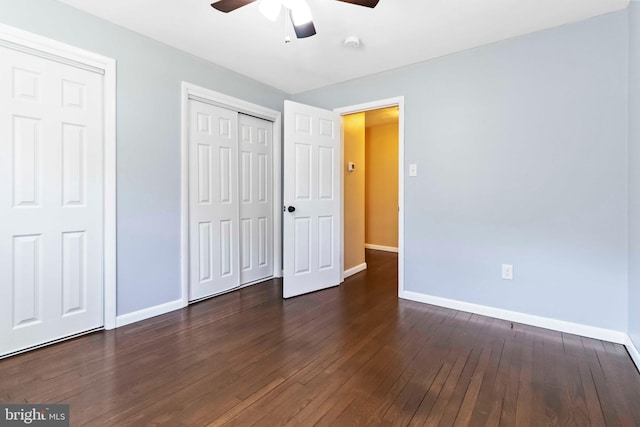 663 Newberry Rd, Middletown, PA 17057 - unfurnished bedroom featuring hardwood / wood-style floors, ceiling fan, and a closet