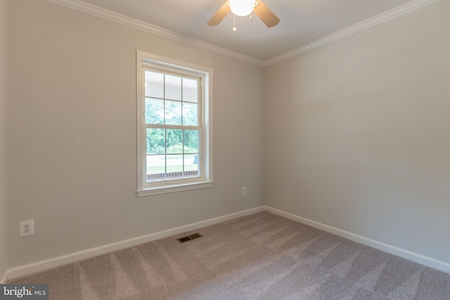 10311 Poe Dr, Manassas, VA 20110 - carpeted empty room featuring a ceiling fan and ornamental molding
